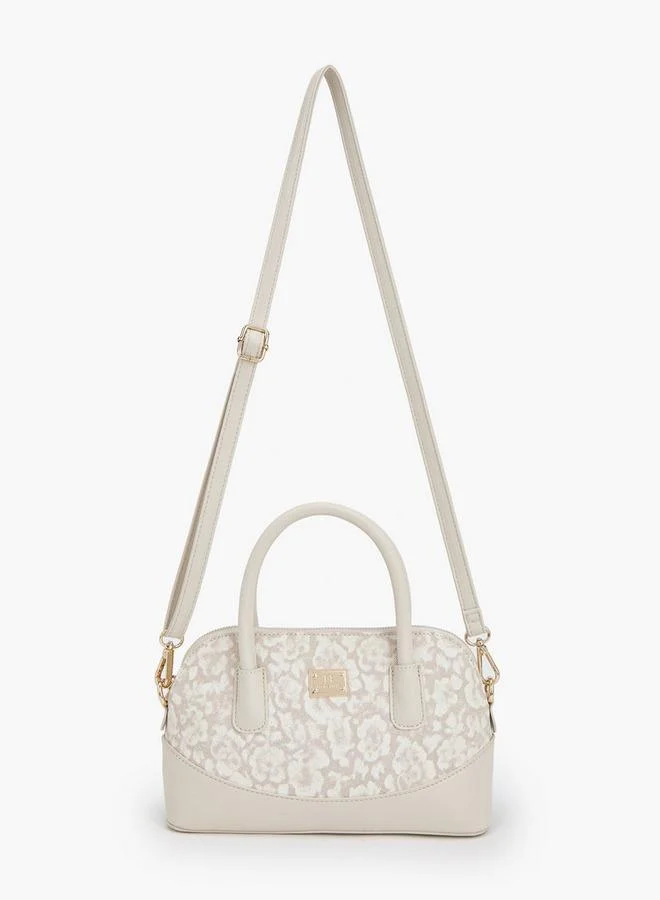 Flora Bella By Shoexpress Flora Bella Floral Print Handbag With Double Handles And Detachable Shoulder Strap